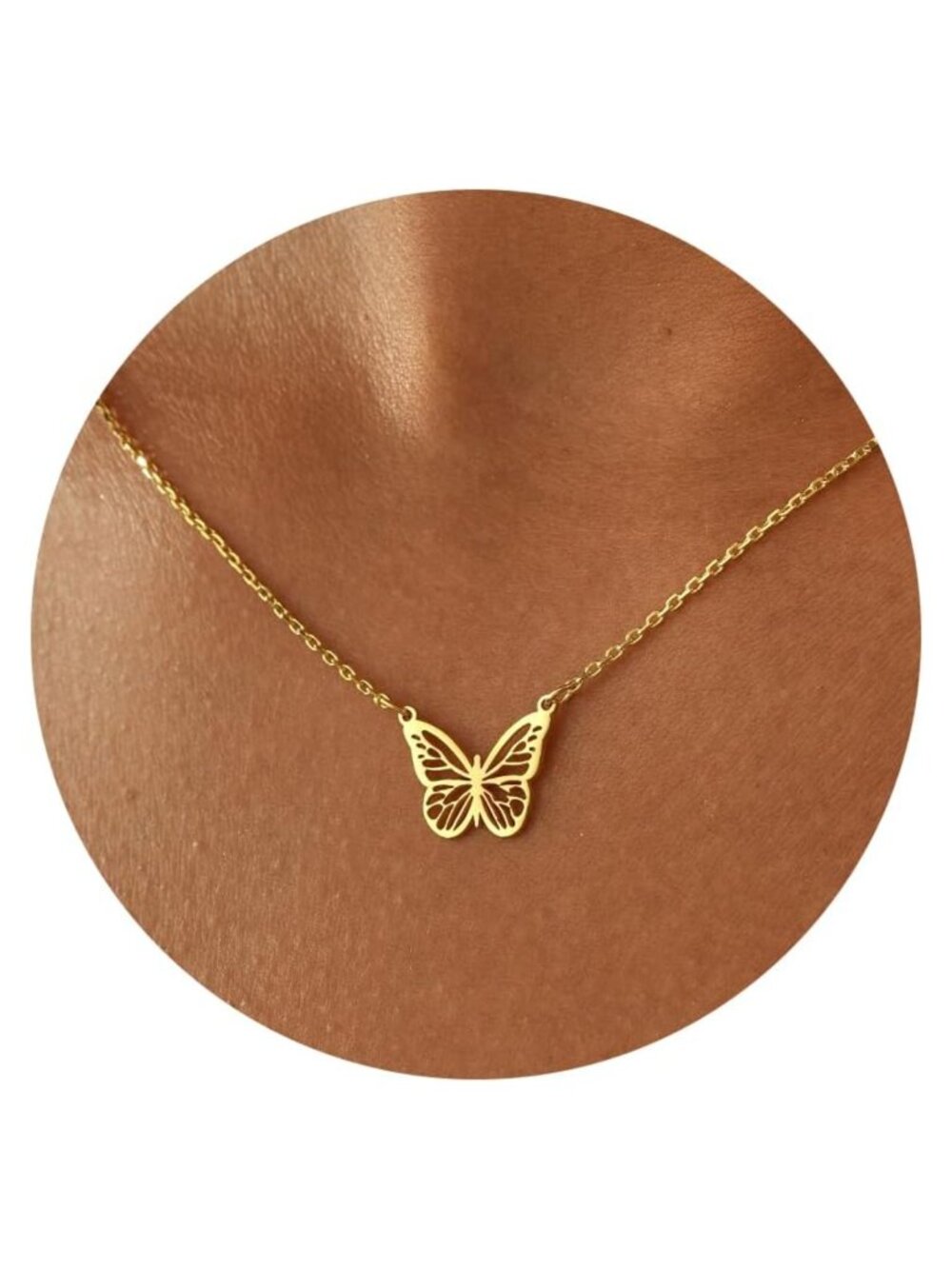 14K Gold Plated Butterfly Pendant Necklace Dainty Charm Jewelry Gift